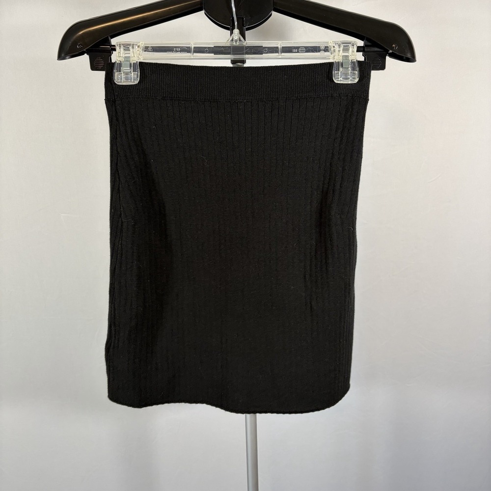 NWT Free People Small Black Knit Ribbed Skirt Grunge Emo Whimsigoth Academia - Picture 2 of 8